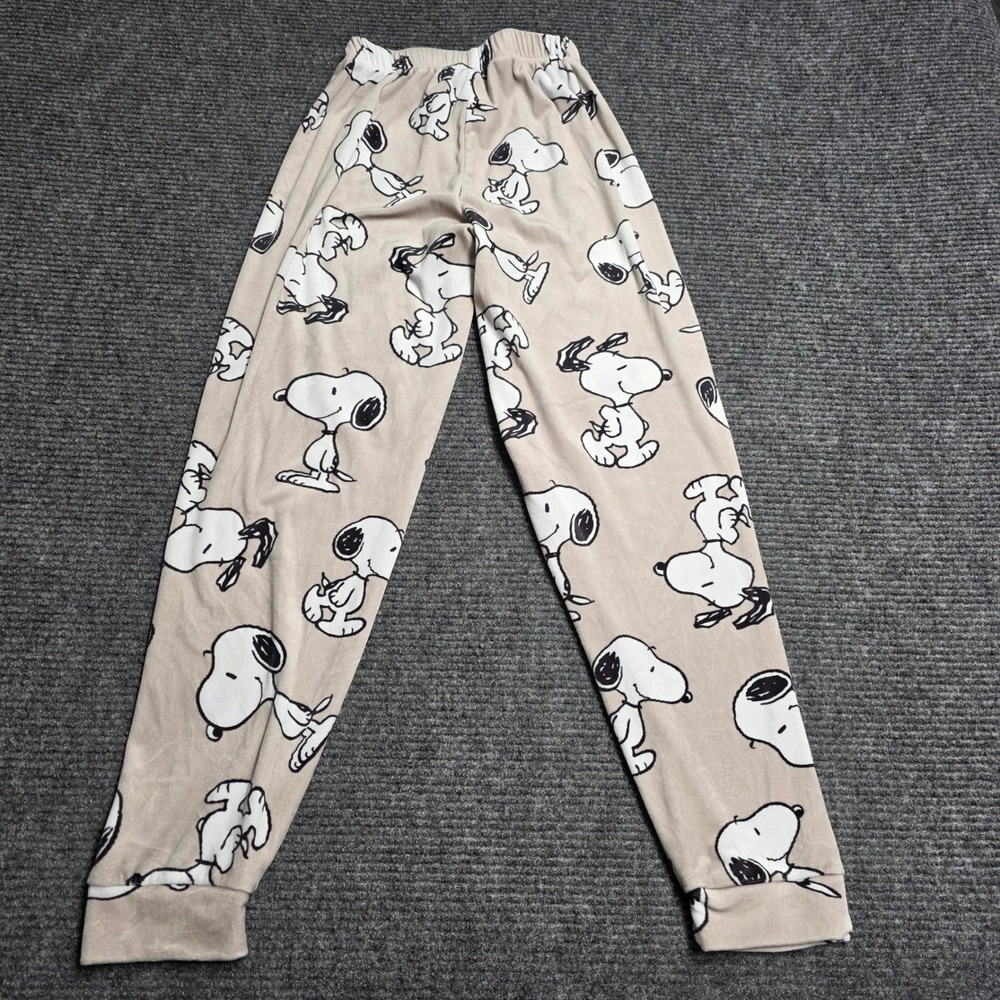 Primark Snoopy Peanuts Pajama Set Women's Size 2XS Beige Fleece Shirt‎ Joggers - Picture 10 of 15
